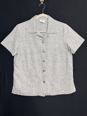 Hot Cotton Men’s Short-Sleeve Button Down Shirt - Heather Gray linen cotton